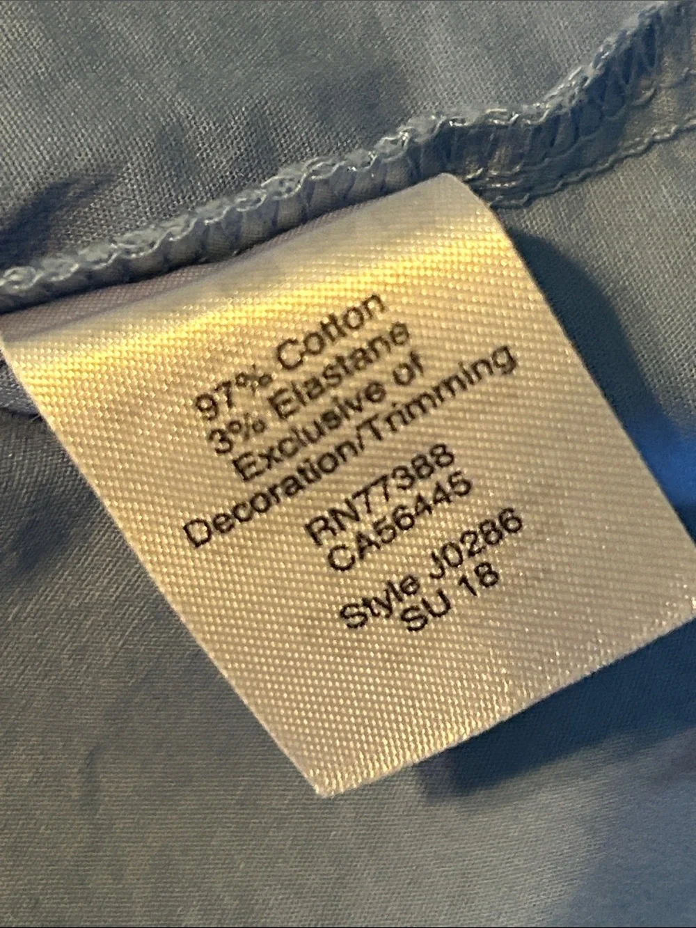 J. Crew Light Blue Blouse with Navy Sleeve Embroidery
